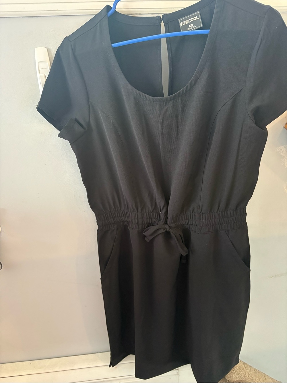 32 Degrees Black Short-Sleeve Drawstring Mini Dress